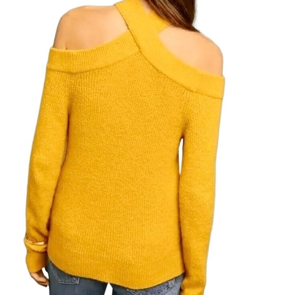 Anthropologie MOTH Cross Neck Chic Yellow Off-Shoulder Sweater XS - Picture 2 of 12